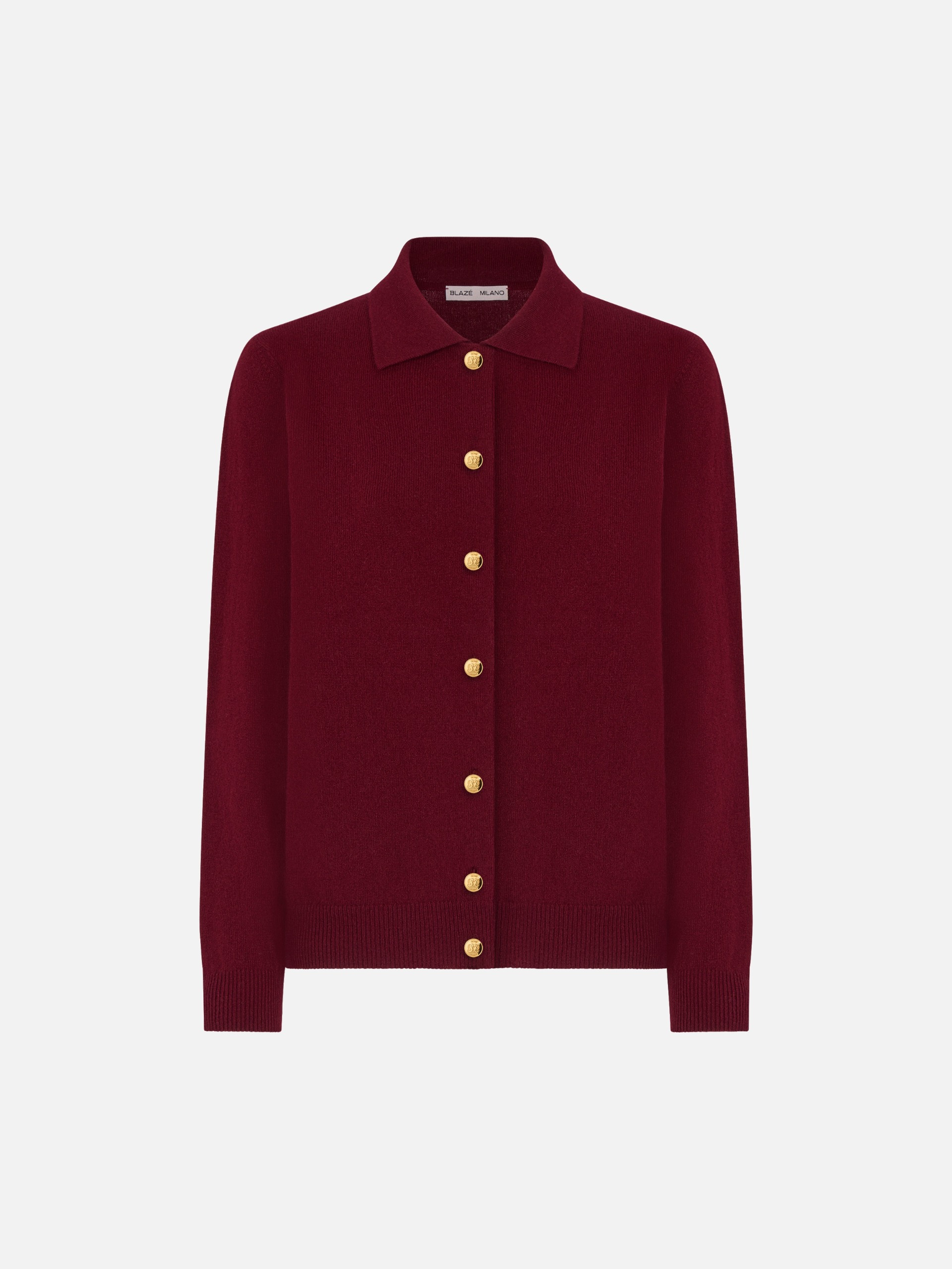 Highland Ines Polo Cardigan in Highland Bordeaux